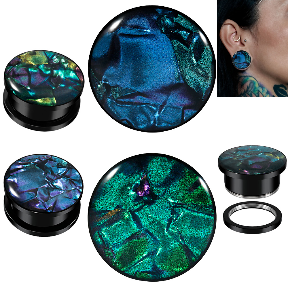 Body Jewelry Ear Plugs - 1PC Stainless Steel Mix Colors Shell