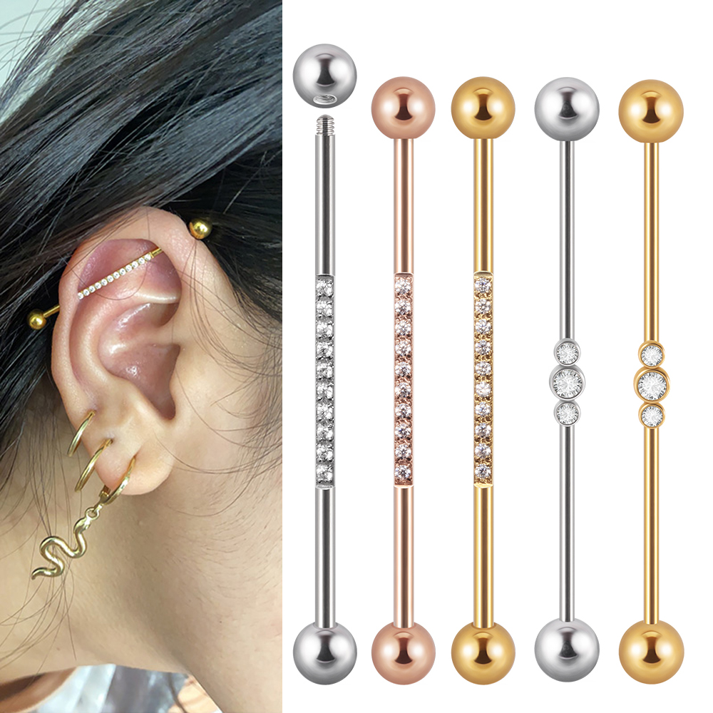 Body Jewelry Ear Plugs - 1PC Stainless Steel Industrial Barbell Long
