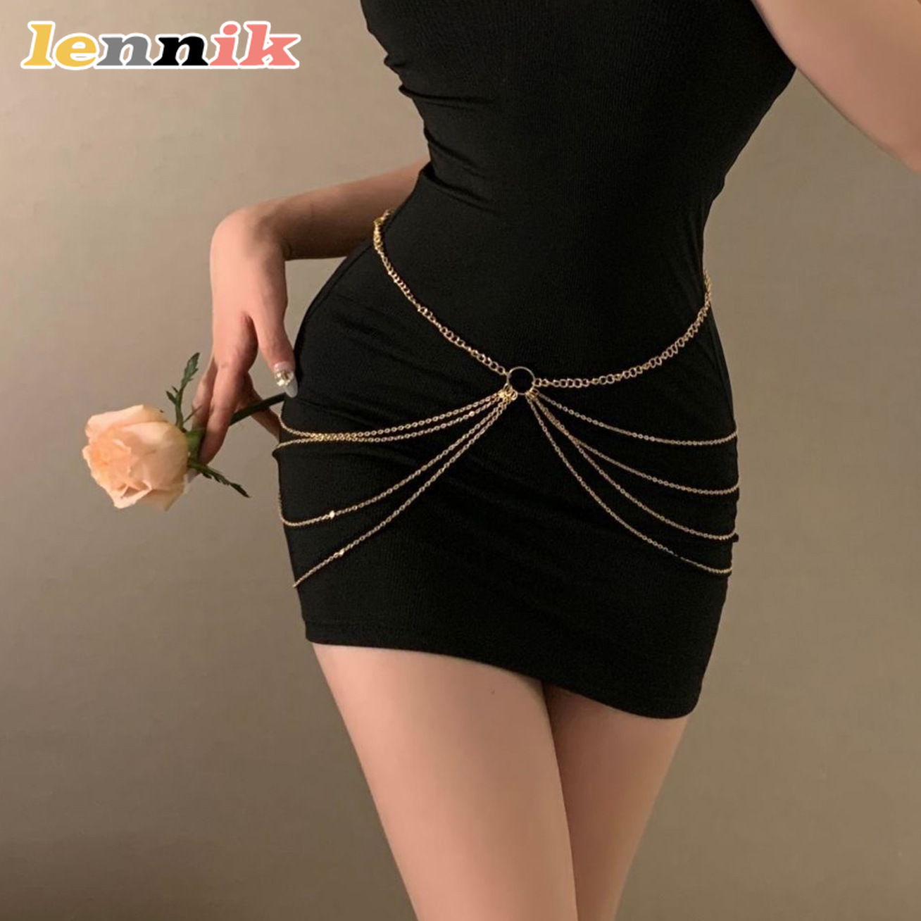 Body Jewelry Chest - LENNIK Tassel Metal Multi-Layer Waist Chain,