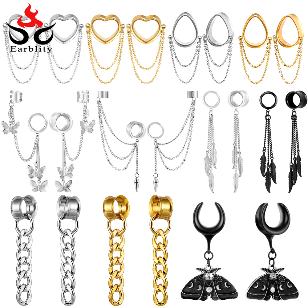 Body Jewelry Ear Plugs - Osbourney 2PCS Stainless Steel Fashion Dangles