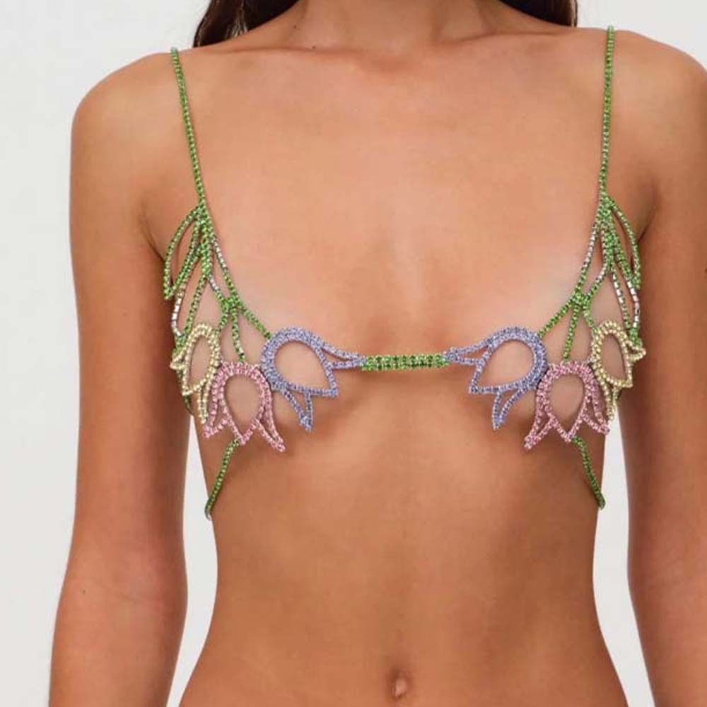 Body Jewelry Wholesale - Stonefans Colorful Floral Chest Chain Bohemian