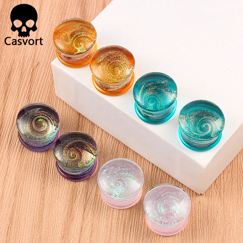 Body Jewelry Ear Plugs - Casvort 2PCS New Glass Ear Body