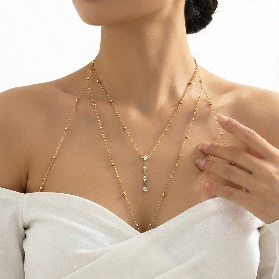 Body Jewelry Diamond - 1pc Sparkling Diamond Body Chain, Versatile