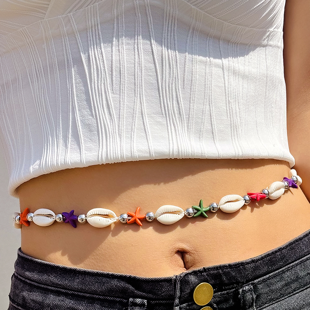 Body Jewelry For Sale - Tocona Bohemian Shell Color Starfish Belly