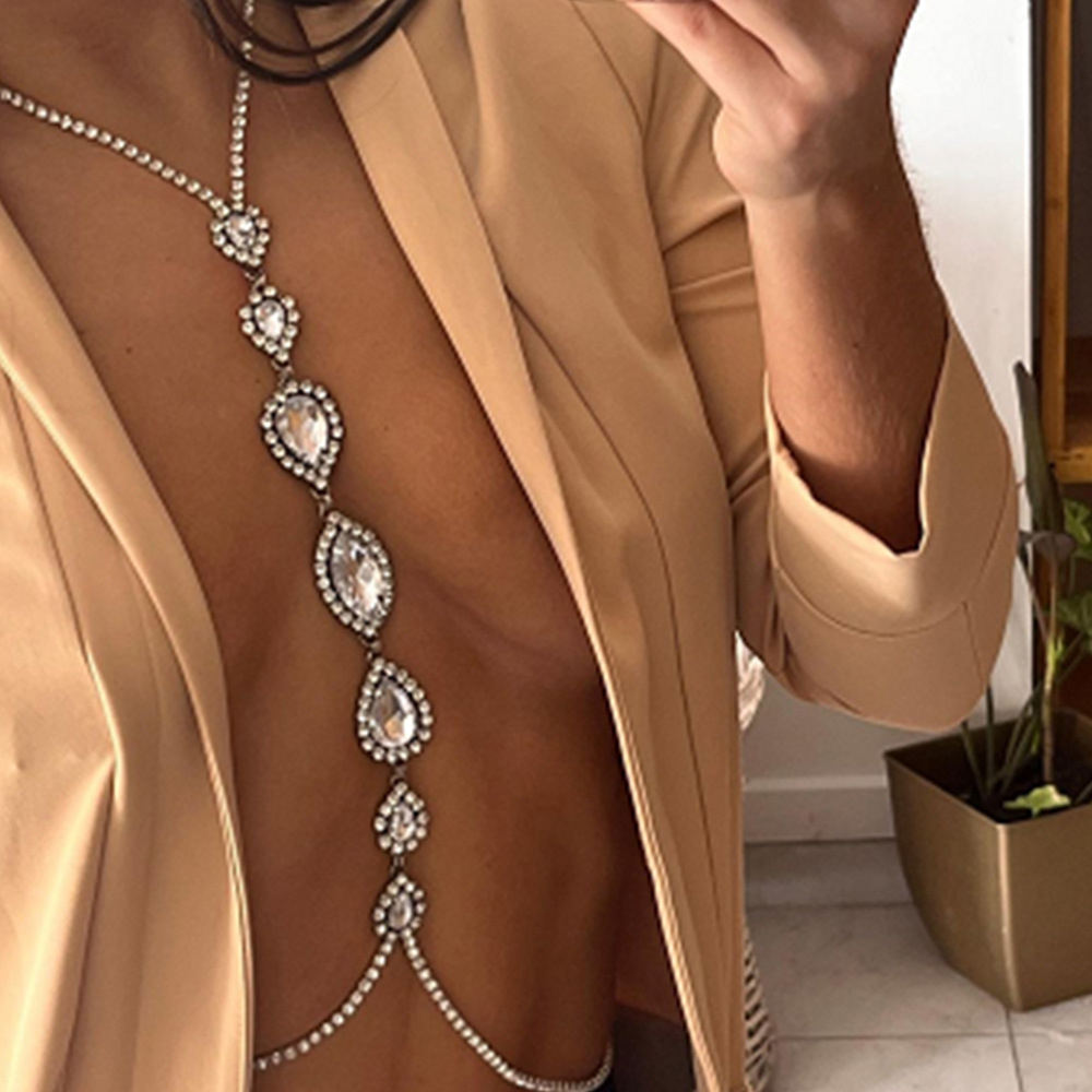 Fashion Sexy Water Drop Neckla - Body Jewelry Chest のレビューと価格
