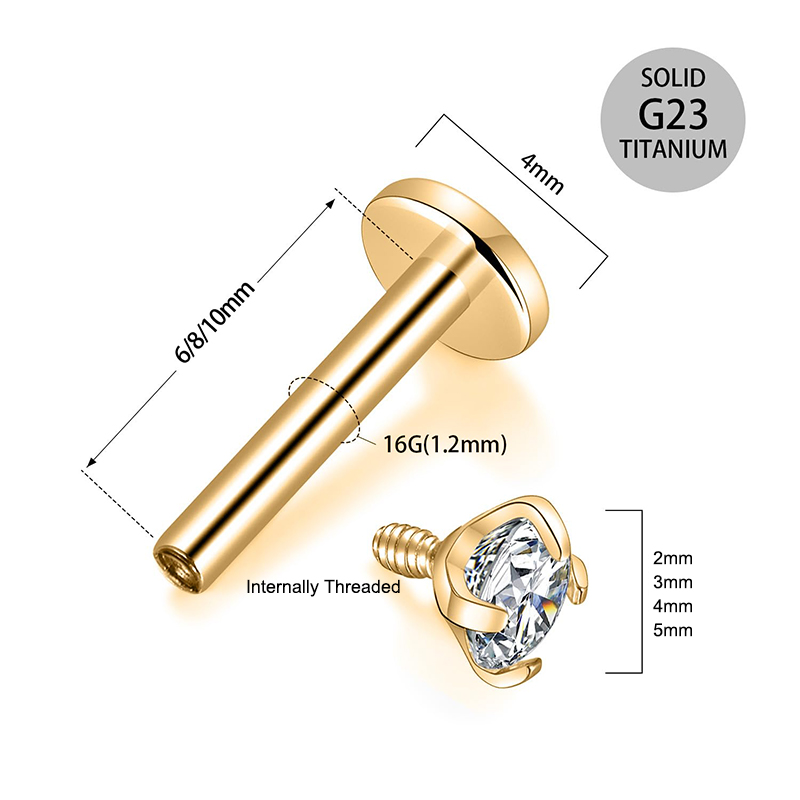 16G Titanium Internally Thread - Body Jewelry Flat Back のレビューと価格