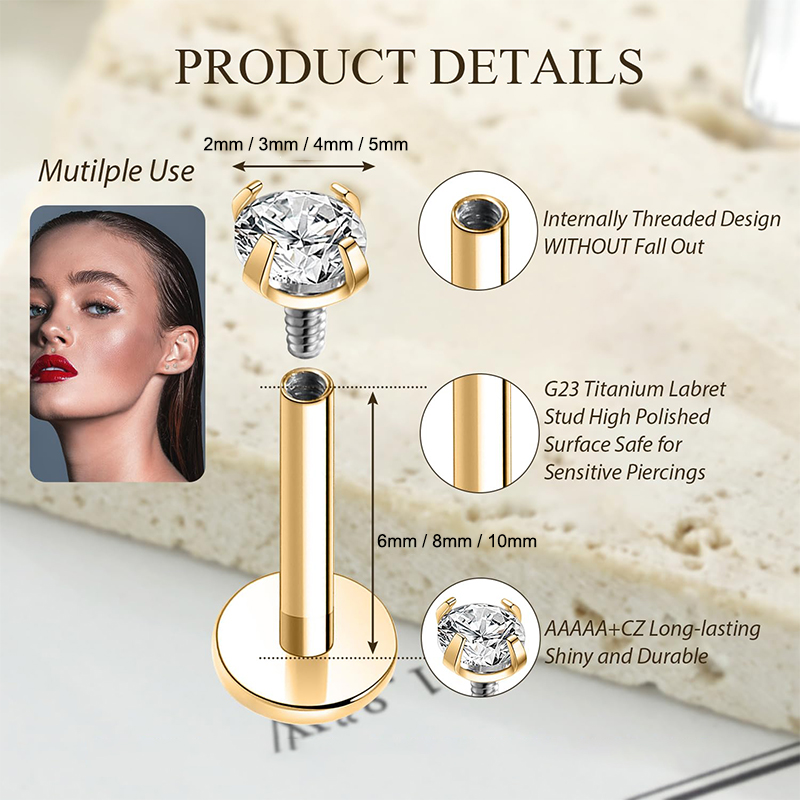 16G Titanium Internally Thread - Body Jewelry Flat Back のレビューと価格