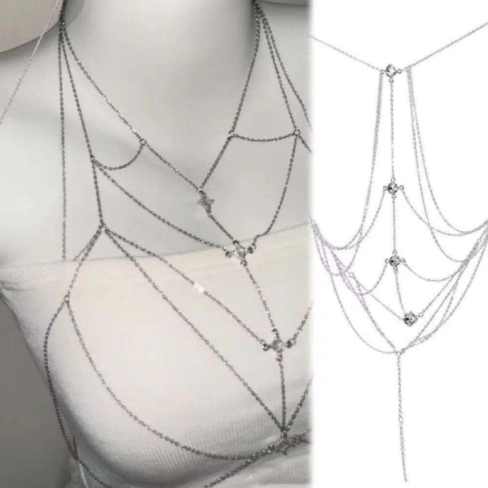 Glitter Rhinestone Bust Chain  - Body Jewelry Chest のレビューと価格