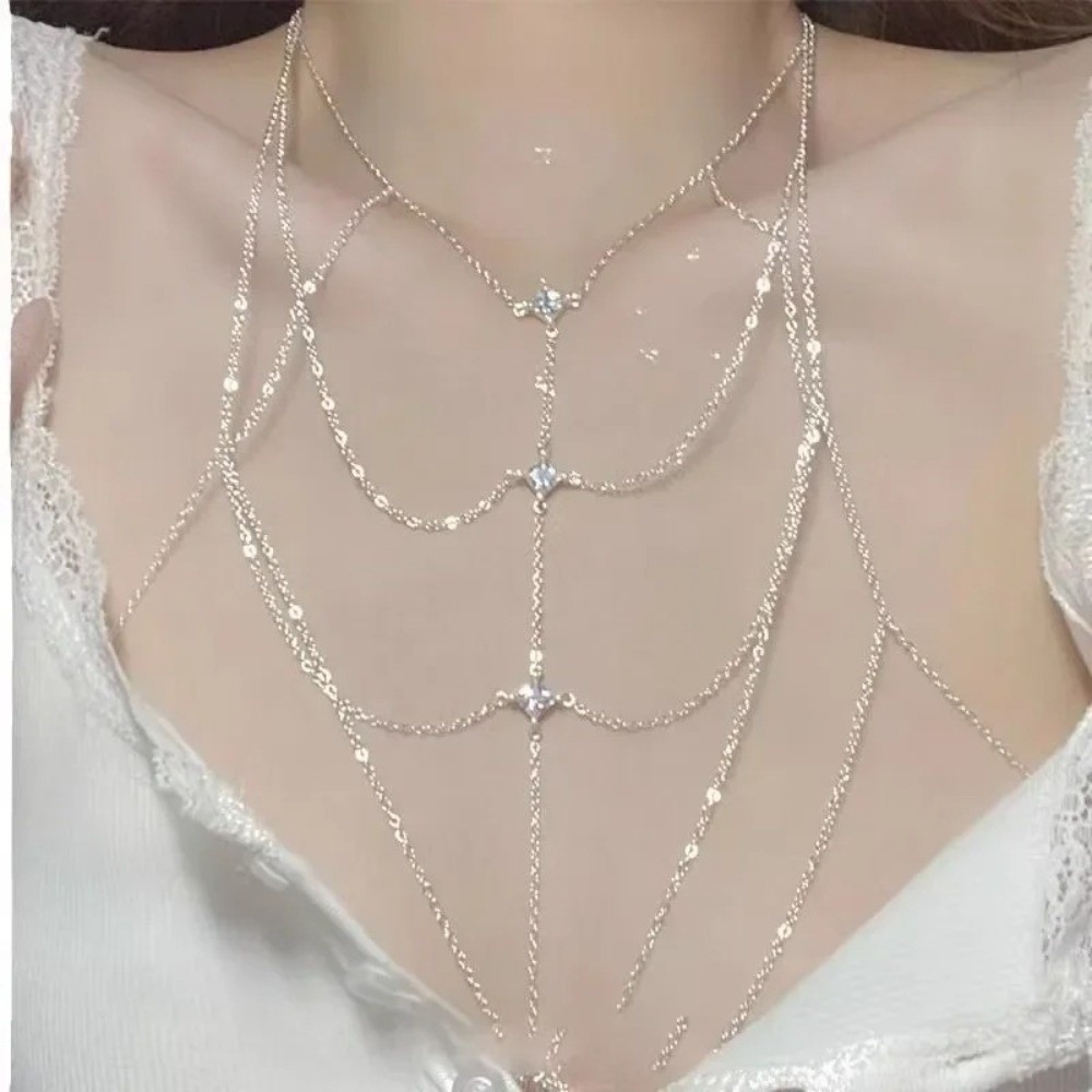 Glitter Rhinestone Bust Chain  - Body Jewelry Chest のレビューと価格