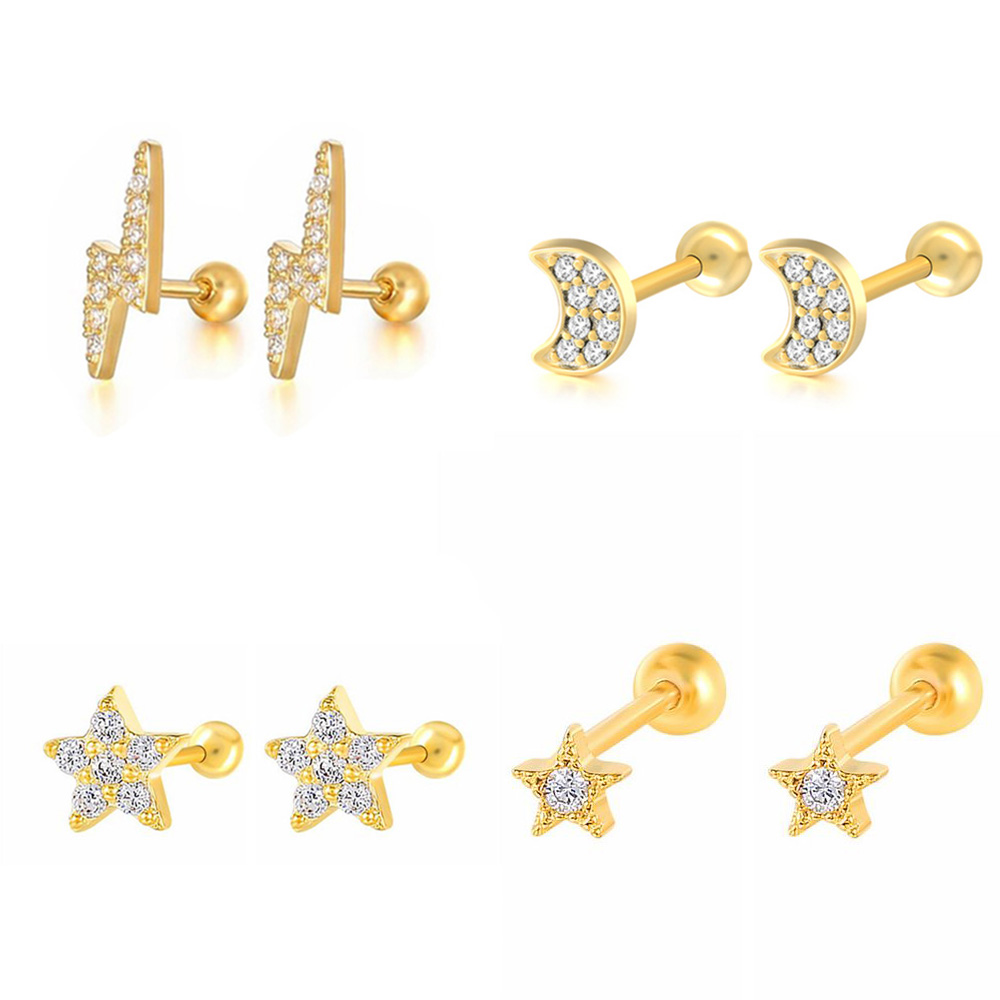 1PC Star Moon Lightning Zircon - Body Jewelry Flat Back のレビューと価格