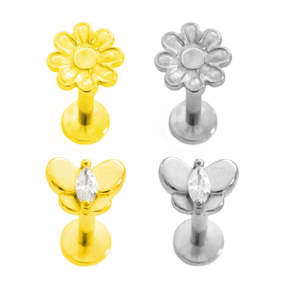 Flower Labret Piercing Butterf - Body Jewelry Flat Back のレビューと価格
