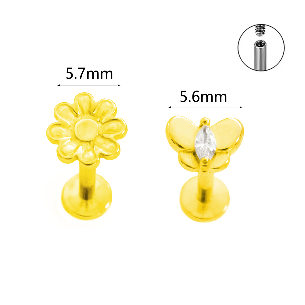 Flower Labret Piercing Butterf - Body Jewelry Flat Back のレビューと価格