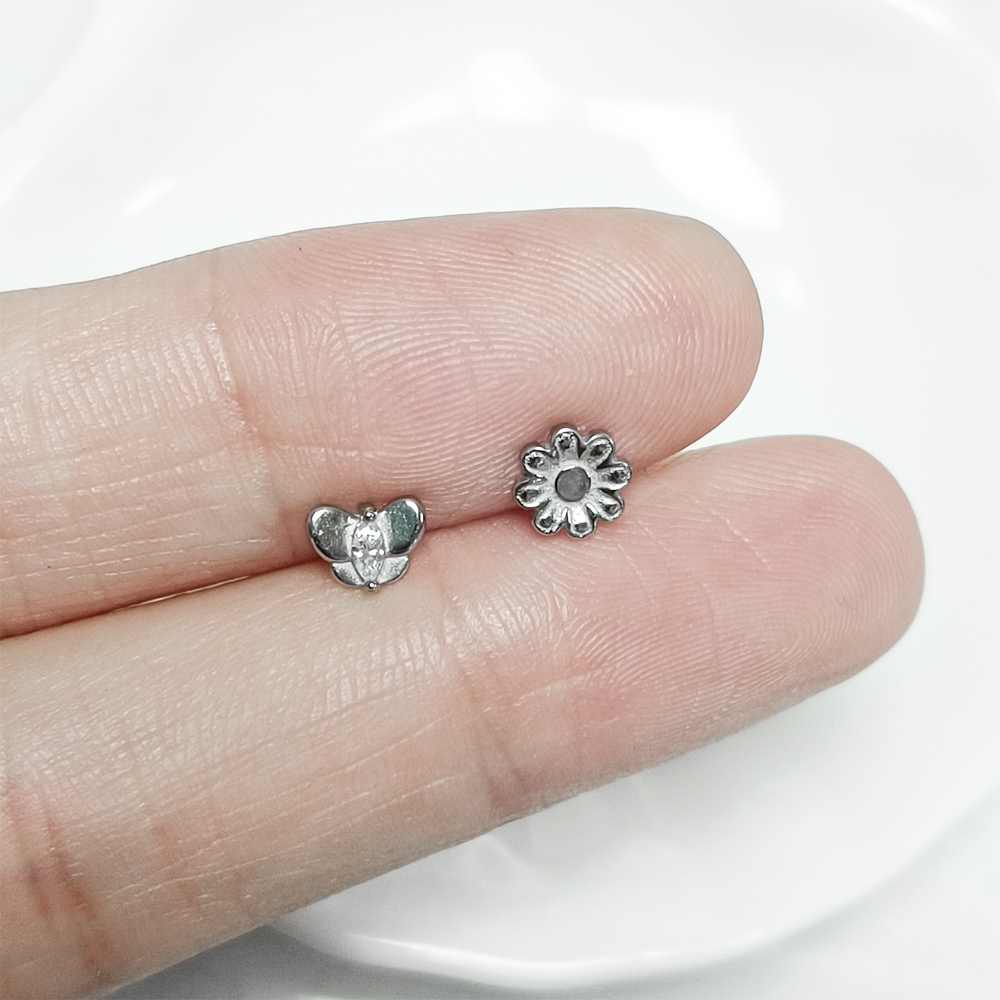 Flower Labret Piercing Butterf - Body Jewelry Flat Back のレビューと価格