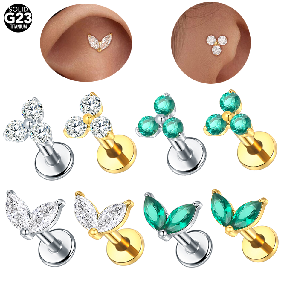 1pc Titanium White Green Zirco - Body Jewelry Flat Back のレビューと価格