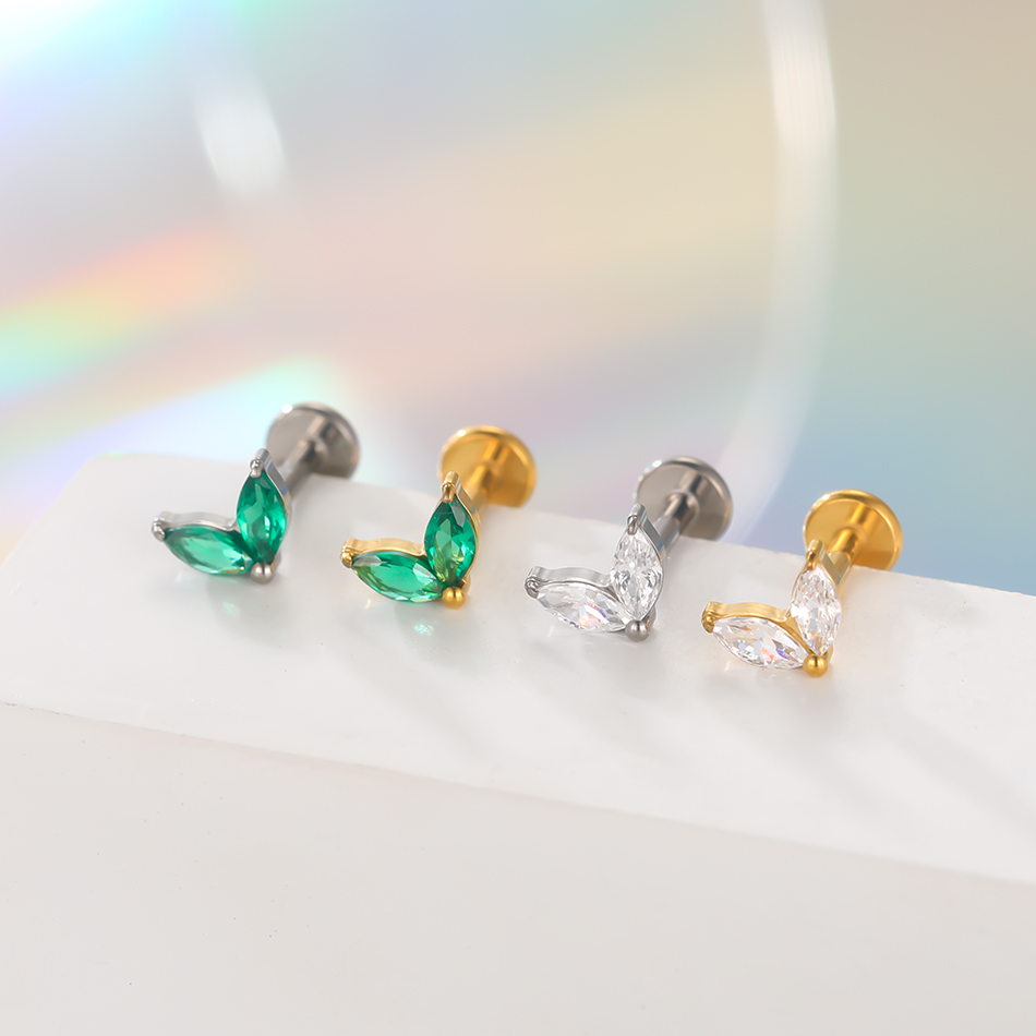 1pc Titanium White Green Zirco - Body Jewelry Flat Back のレビューと価格