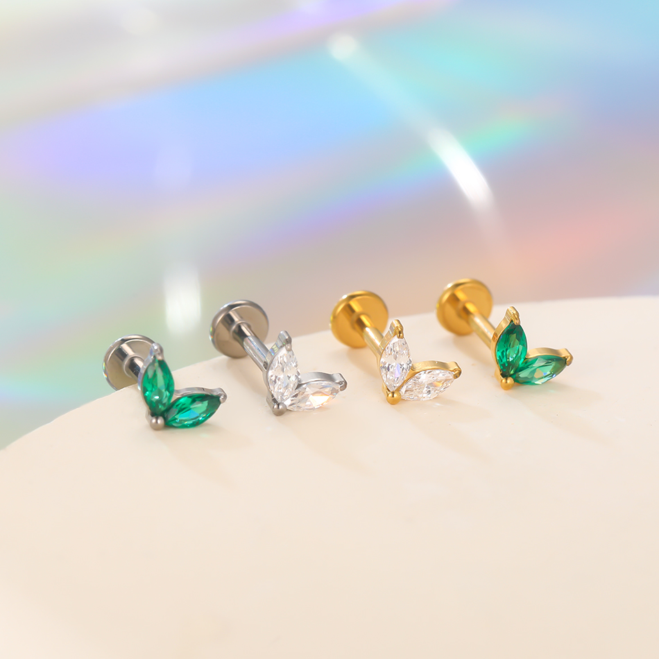 1pc Titanium White Green Zirco - Body Jewelry Flat Back のレビューと価格
