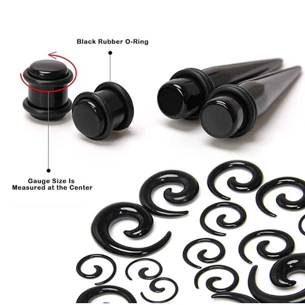 1 Set Ear Taper Kit Black Ear  - Body Jewelry Ear Plugs のレビューと価格