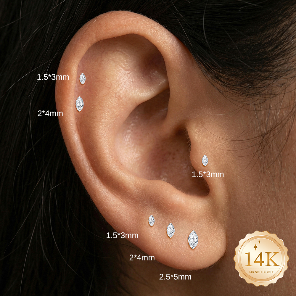 CANNER 1PC 14K Solid Gold Deli - Body Jewelry Flat Back のレビューと価格