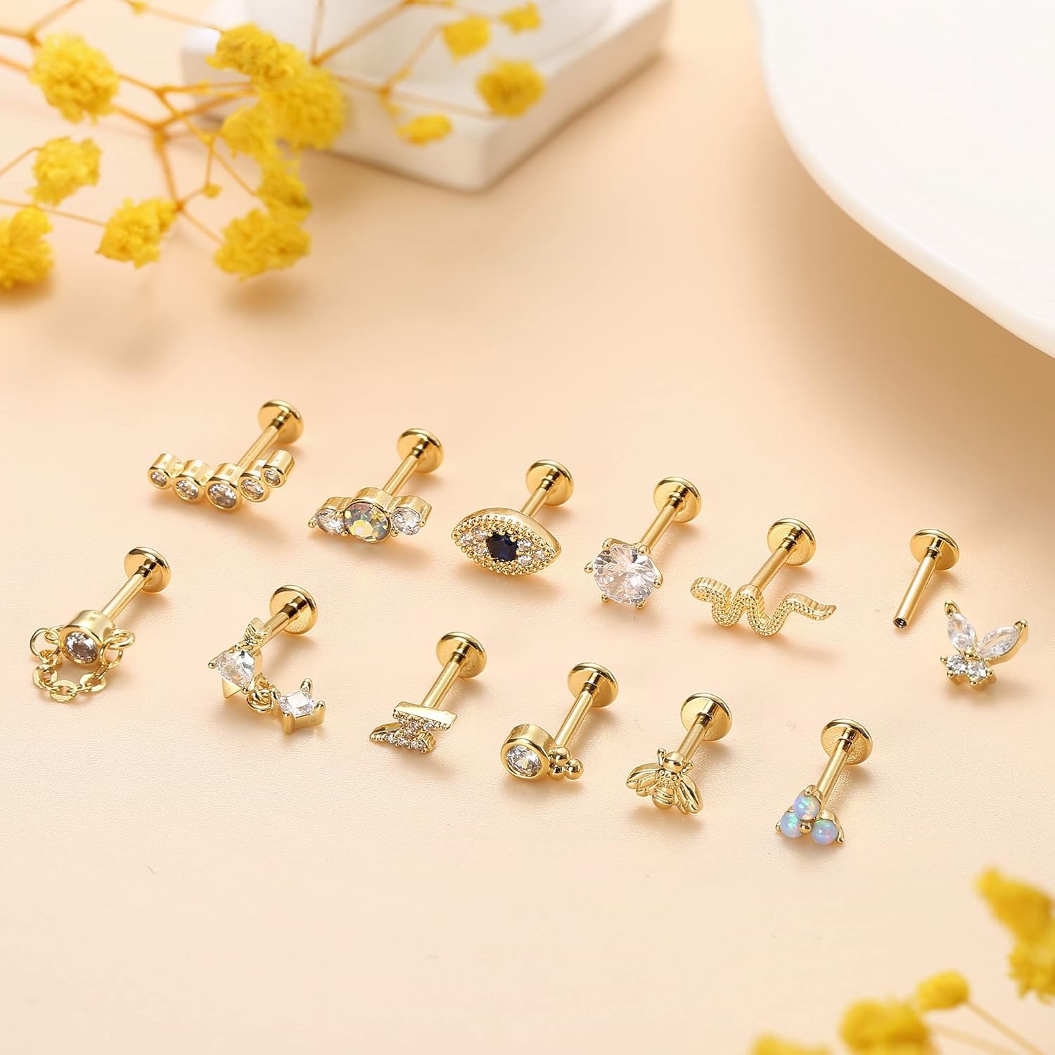 Bobisty 1Pc Cartilage Earrings - Body Jewelry Flat Back のレビューと価格