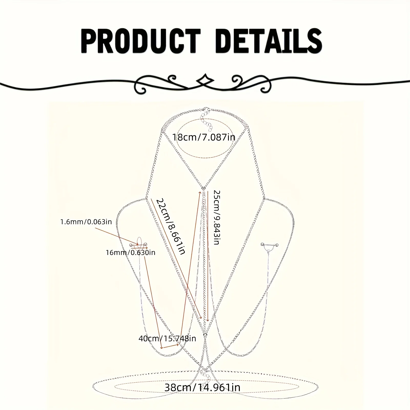 1pc  Elegant & Sexy Body Chain - Body Jewelry Chest のレビューと価格