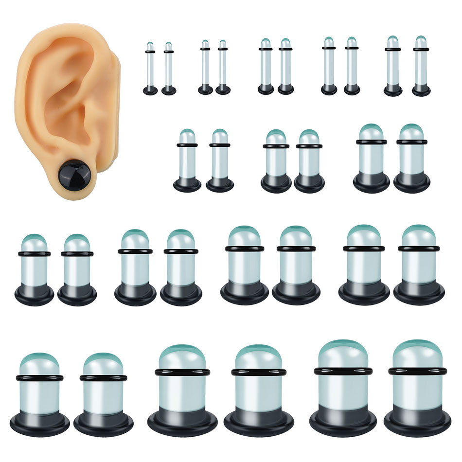 2pcs Glass Ear Gauges Stretchi - Body Jewelry Ear Plugs のレビューと価格