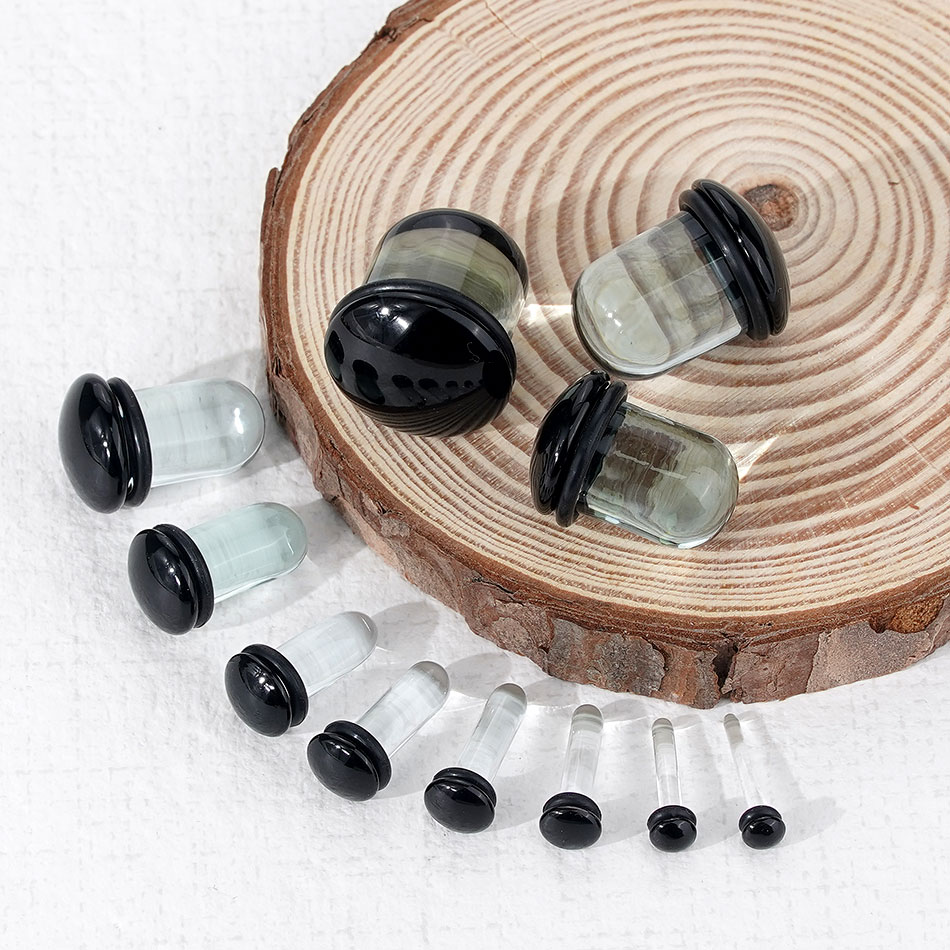 2pcs Glass Ear Gauges Stretchi - Body Jewelry Ear Plugs のレビューと価格