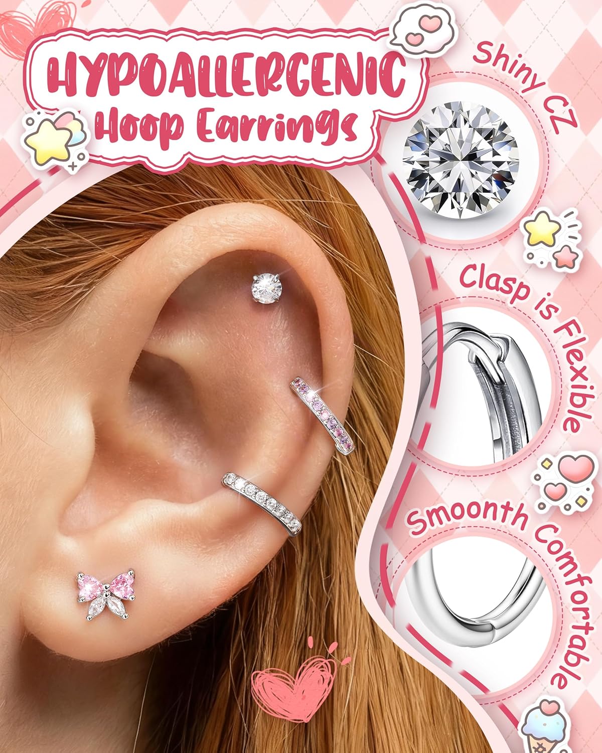 Bobisty 1Pair Earrings for Wom - Body Jewelry Flat Back のレビューと価格