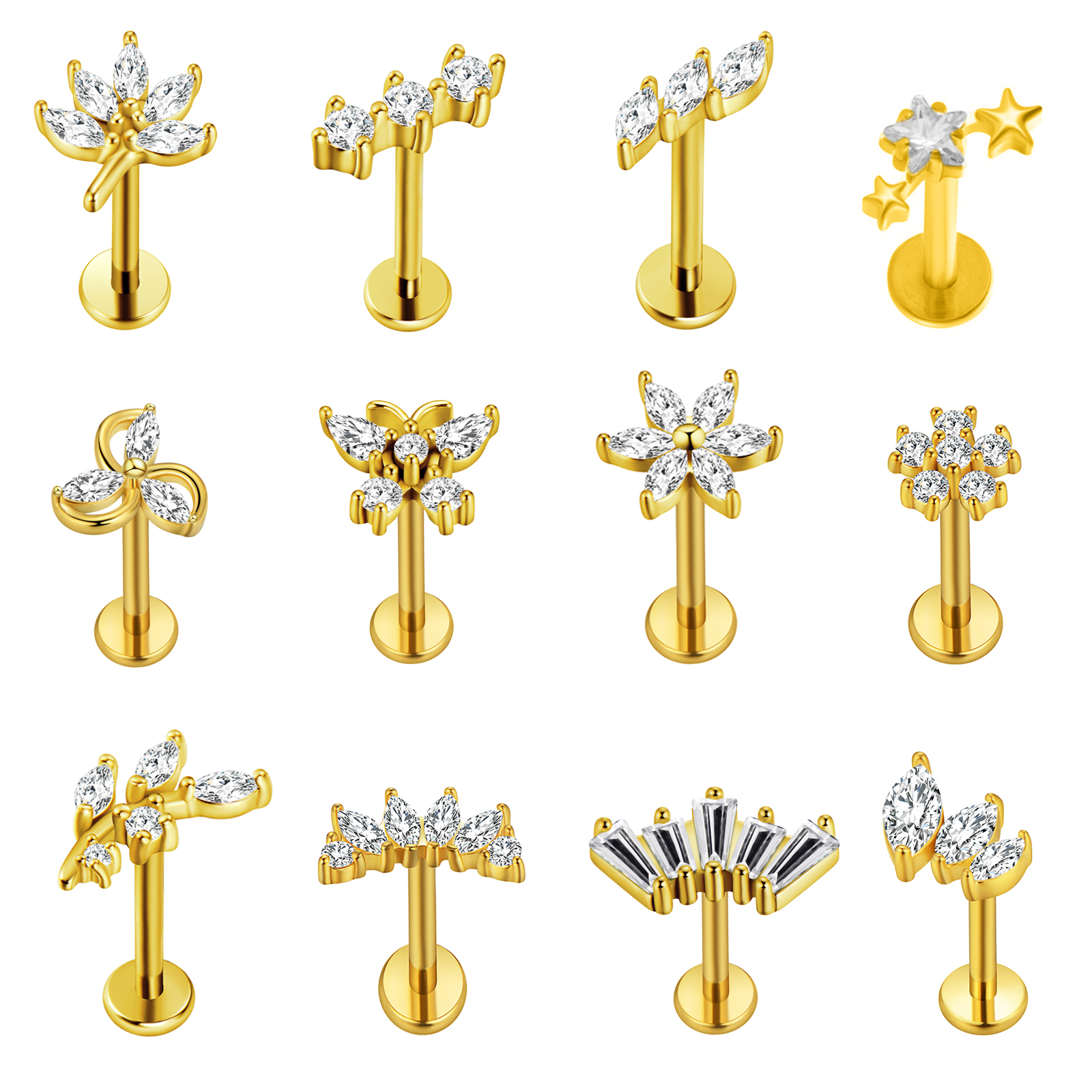 Maple Leaf Labret Piercing Sta - Body Jewelry Flat Back のレビューと価格