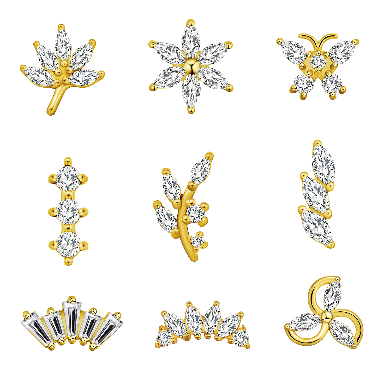 Maple Leaf Labret Piercing Sta - Body Jewelry Flat Back のレビューと価格