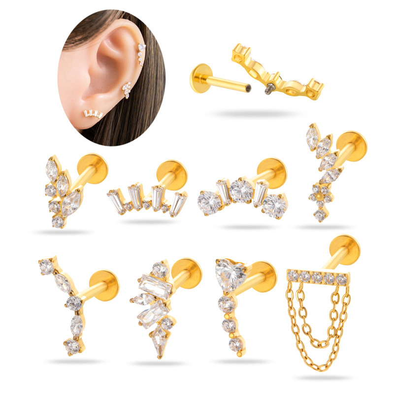 1PC G23 Titanium Ear Stud Inte - Body Jewelry Flat Back のレビューと価格