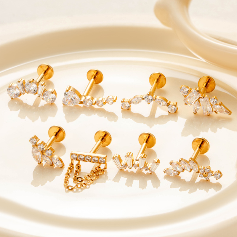 1PC G23 Titanium Ear Stud Inte - Body Jewelry Flat Back のレビューと価格