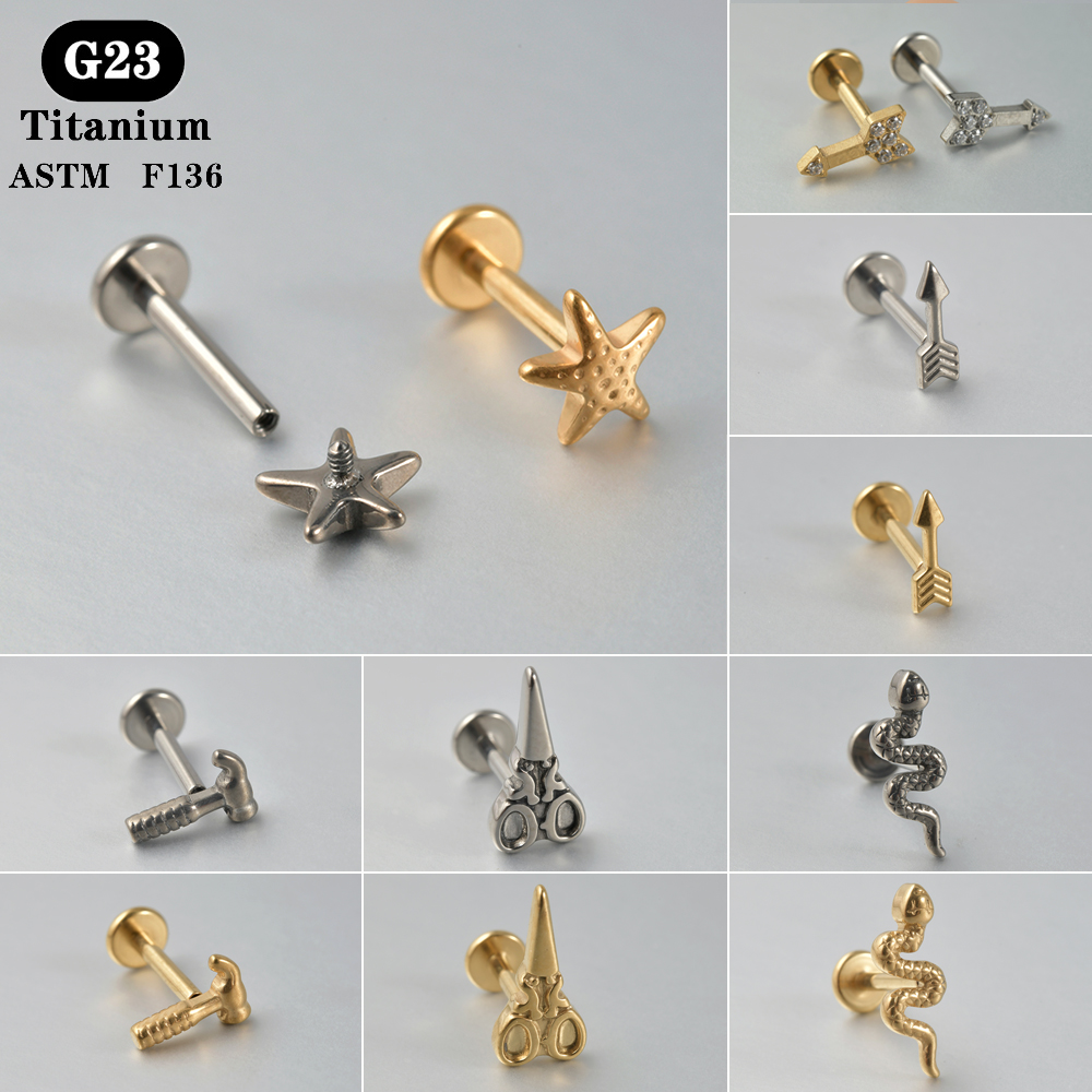 1PC ASTM F136 Titanium Labret  - Body Jewelry Flat Back のレビューと価格
