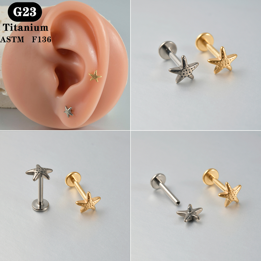 1PC ASTM F136 Titanium Labret  - Body Jewelry Flat Back のレビューと価格