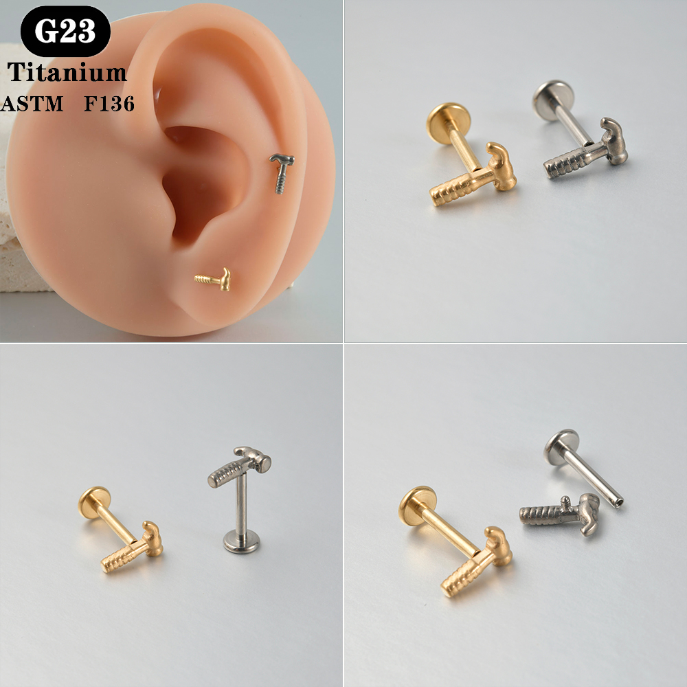 1PC ASTM F136 Titanium Labret  - Body Jewelry Flat Back のレビューと価格