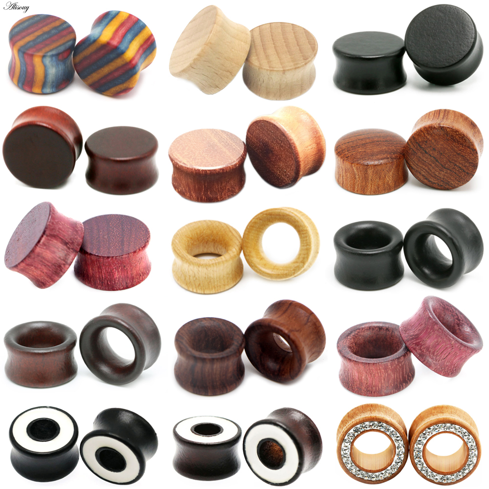 1PC Fashion Ear Plugs Wood Fle - Body Jewelry Ear Plugs のレビューと価格