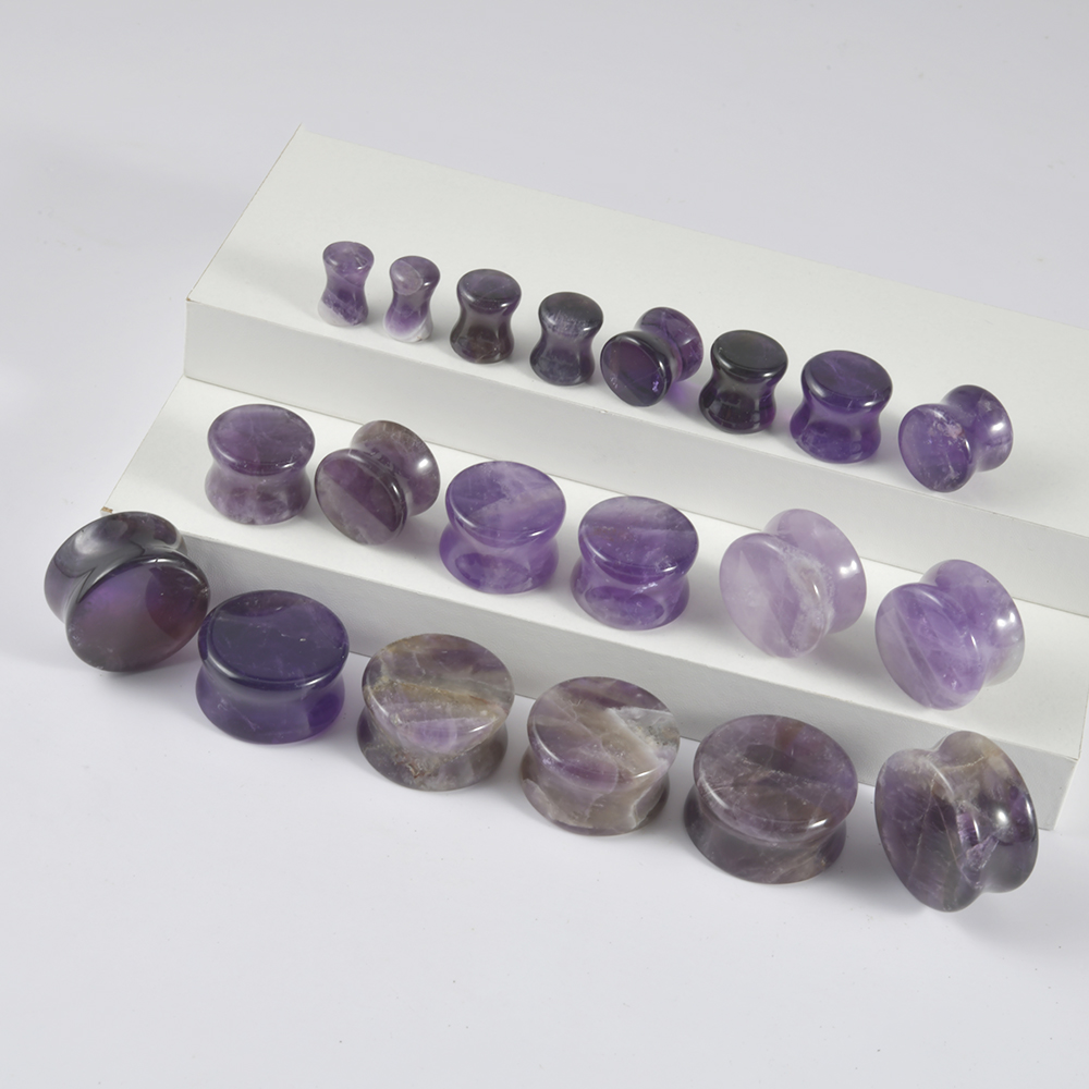 2PCS Natural Stone Double Flar - Body Jewelry Ear Plugs のレビューと価格