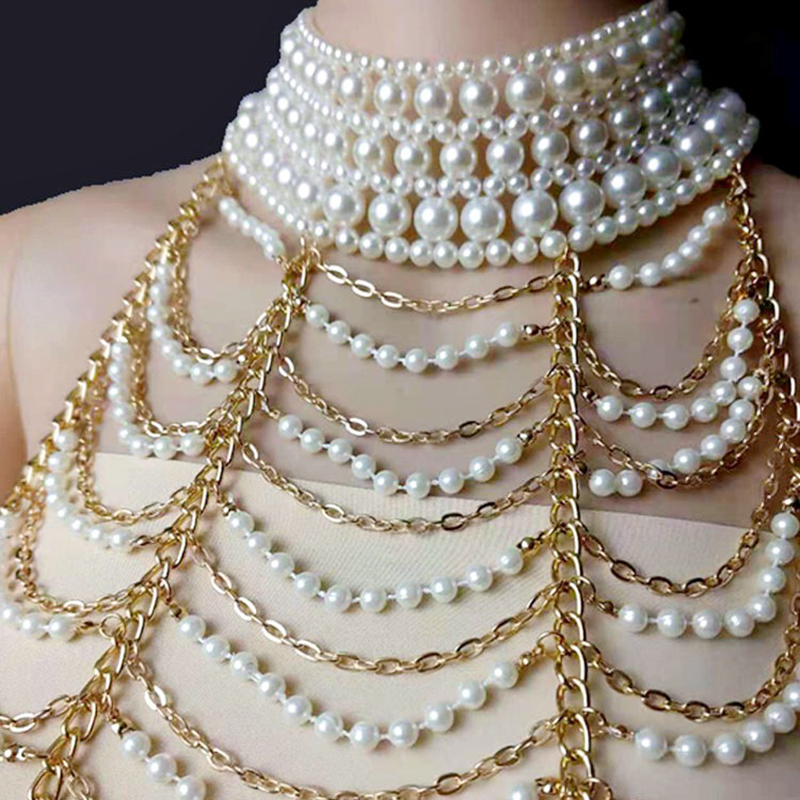 Vintage Multilayer Pearl Neckl - Body Jewelry Brands のレビューと価格