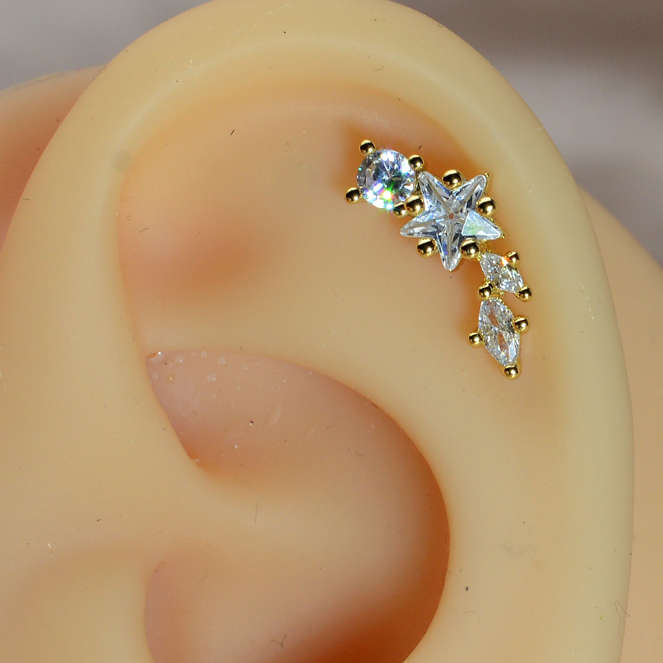 1PC Stainless Steel Star Flowe - Body Jewelry Flat Back のレビューと価格