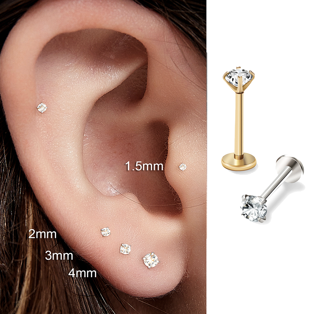 2/8PCS Stainless Steel Eearrin - Body Jewelry Flat Back のレビューと価格