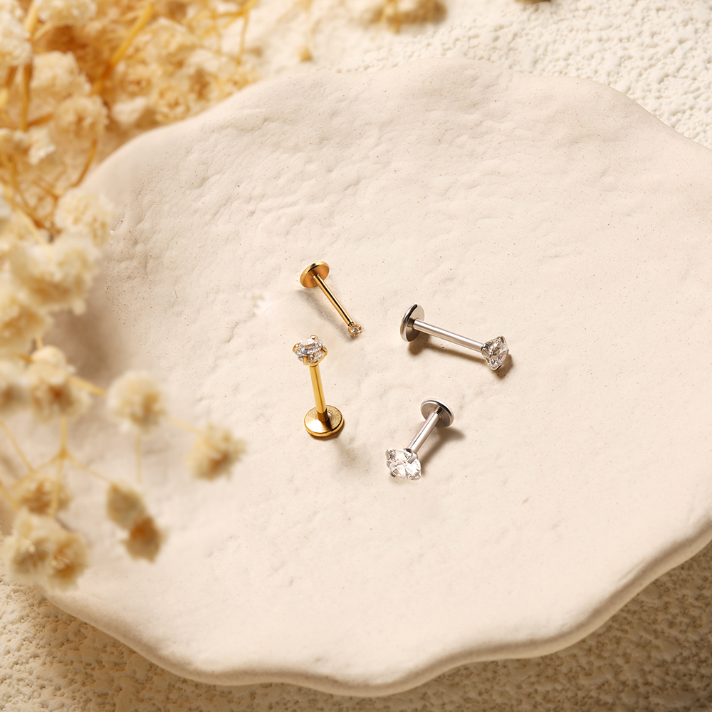 2/8PCS Stainless Steel Eearrin - Body Jewelry Flat Back のレビューと価格