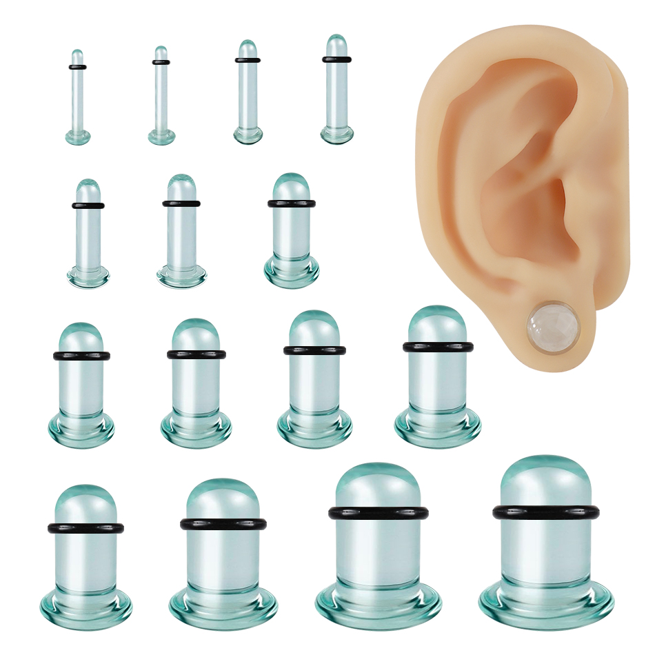 1Pair Glass Ear Tunnels and Pl - Body Jewelry Ear Plugs のレビューと価格