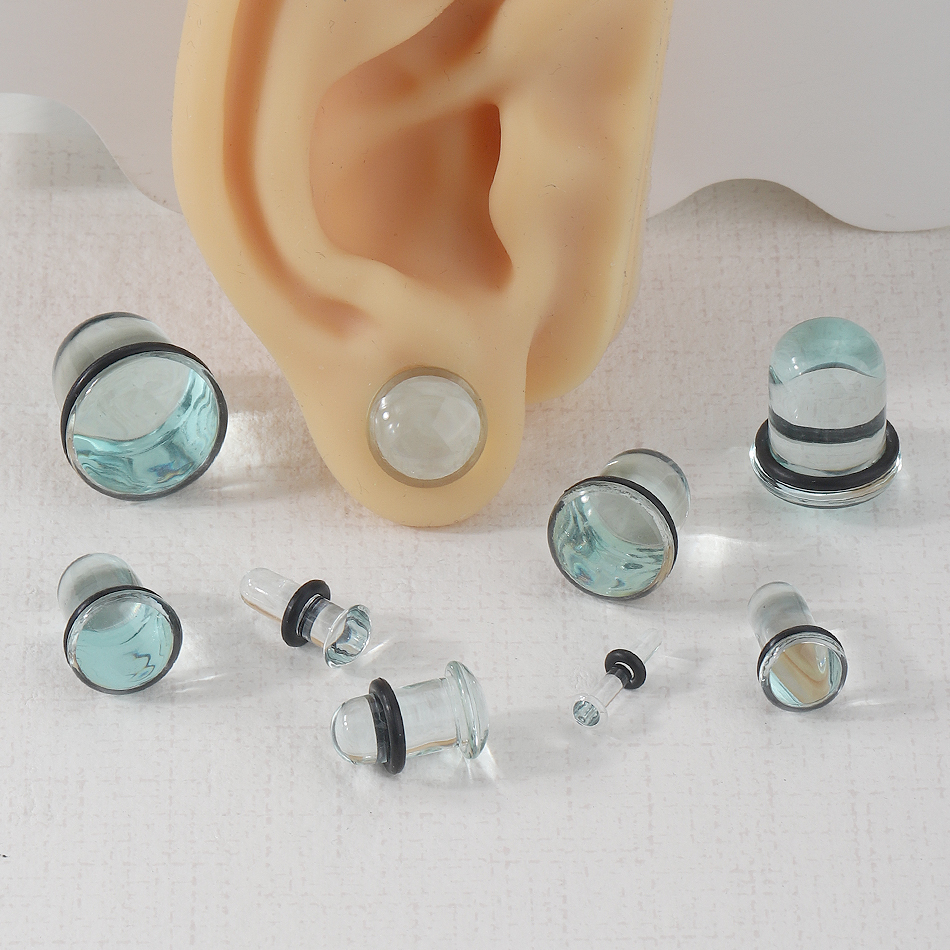 1Pair Glass Ear Tunnels and Pl - Body Jewelry Ear Plugs のレビューと価格