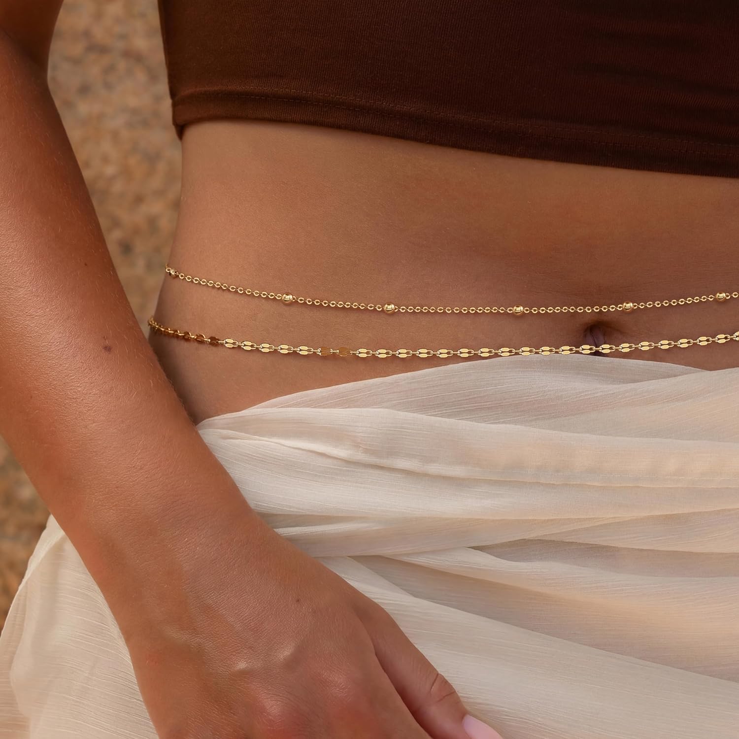 14K Gold Plated Waist Chain Wo - Body Jewelry For Sale のレビューと価格