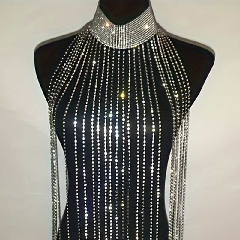 Sexy Rhinestone Bra Body Chain - Body Jewelry Chest のレビューと価格